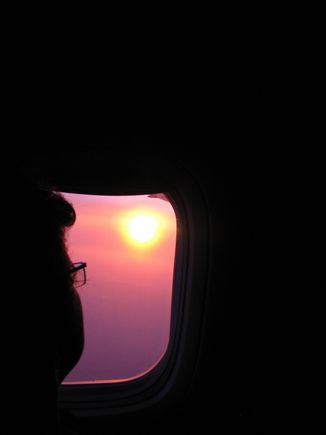 later after the sun rose, I liked the silhouette of my seatmate