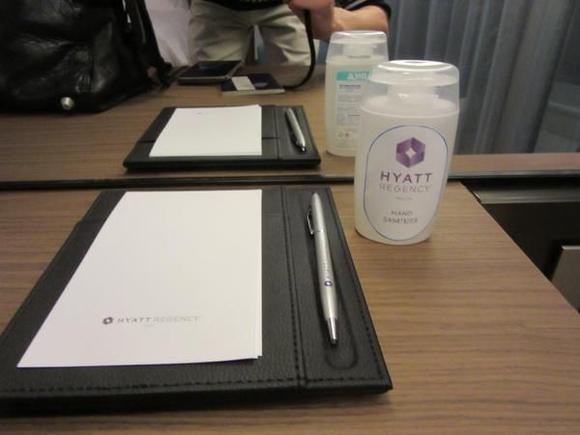 Covid Amenity - Hyatt-branded sanitizer!