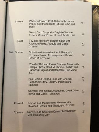 JFK July menu 