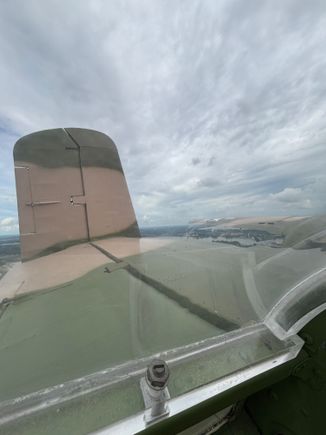 View over the left tailplane and vertical stabiliser