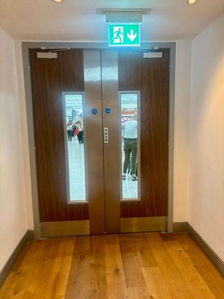 The “million dollar door” that exits next to the North Fast Track  Security area 