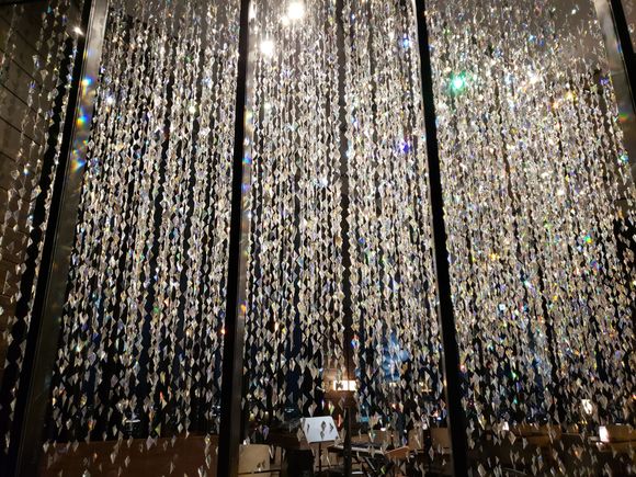 Crystal curtains near the lounge/lobby area. At night, they have a live band playing in this space.