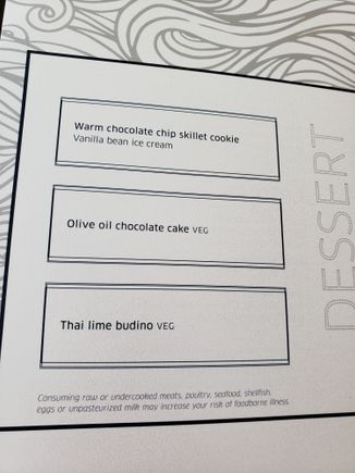 Desert menu