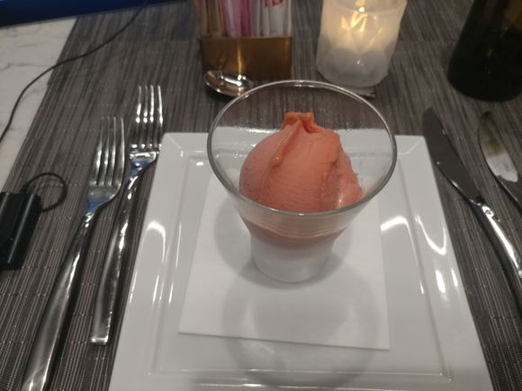 Blood orange sorbet, not much blood orange flavor