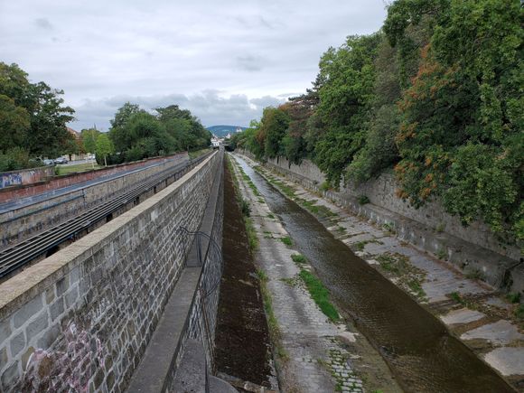Canal for water; don't know the use of this, as this definitely didn't appear to be sewer water - any ideas?
