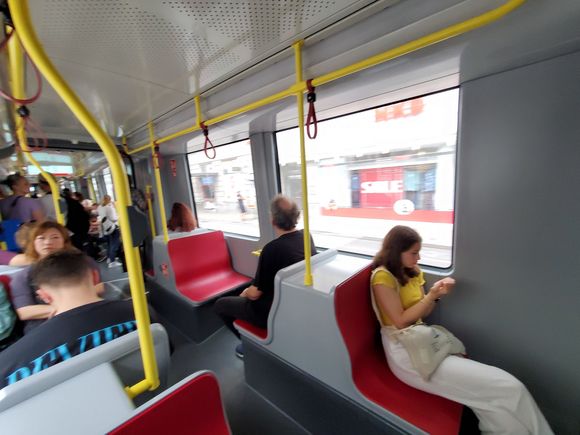 A view of the inside of the tram