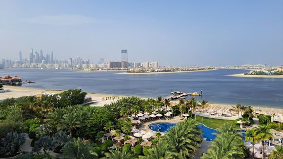 View from Balcony. sofitel houses to the left and family pool in foreground