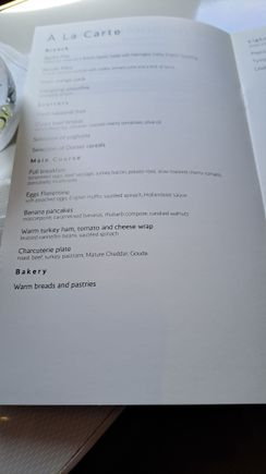 BA 108 DXB lhr 10th aug brunch menu for the 0920 dep