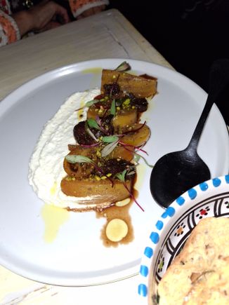 House made whipped farmer's cheese with golden beets, balsamic grapes