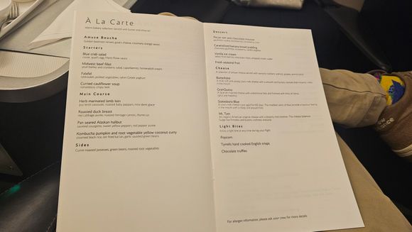 Dinner menu