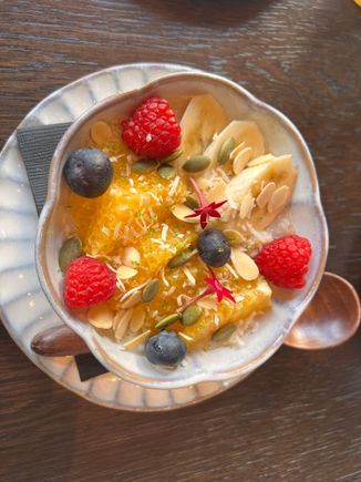 Hassaku orange porridge - it is cold fruits on warm oat porridge.  Probaby my least favority