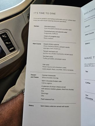Dinner menu 