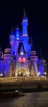 Front of the castle at night