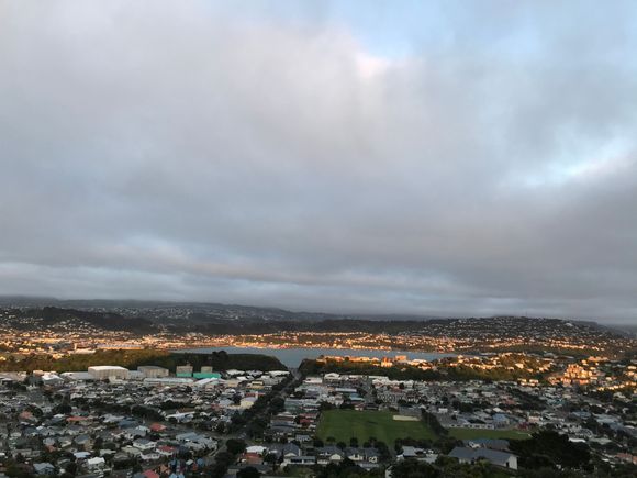 Sunrise towards the city , another runway approach 