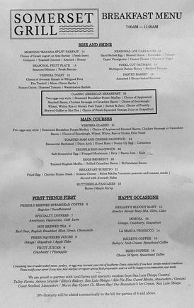 Paid breakfast menu - not the same for Bonvoy benefits. Note our Bonvoy pastry basket only came with 3 the first day, was otherwise 2 and one day the croissants seemed store bought and not of the same quality as the first day. Felt so cheap for such an upscale hotel. 