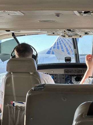 Tail of the UA 737. Very close. 