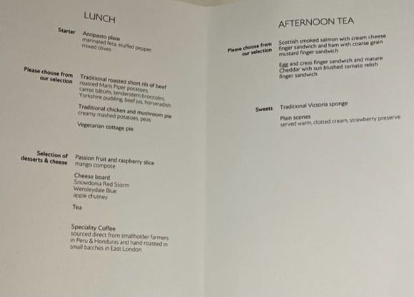 The menu