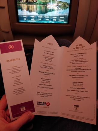 TK Business class menu IST-JED