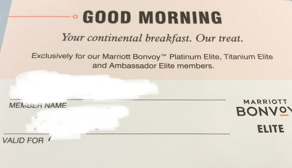 Bonvoy “Continental” breakfast card