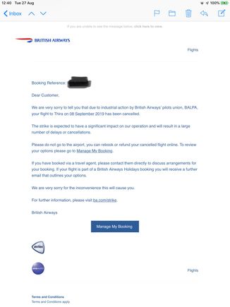 .In case you haven’t seen one, here’s the actual email. It contains sentences like ‘Your flight to xxx has been cancelled’ and ‘Please do not 