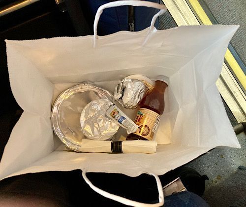 Dinner delivered to my roomette. 