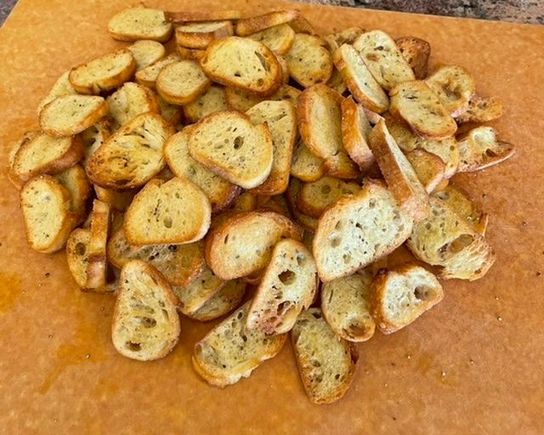 Garlic crostini for tomorrow’s festivities 