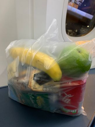 KLM: Bag of drinks, fruits and snacks
