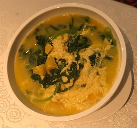 Spinach with egg & salted egg , sans century egg