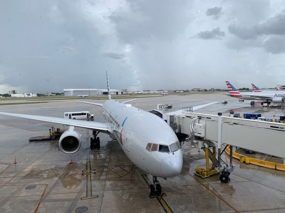 MIA flagship is pretty good... although quite a heavy emphasis on AA 777s and 737s! (Photo taken just now from a wet and windy MIA!). 