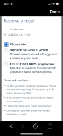 Breakfast meal options DFW-LAX.