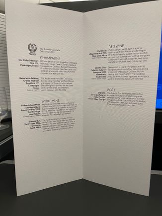
Drinks menu