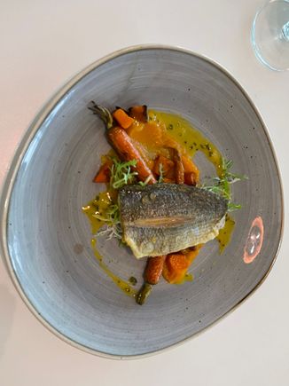 Sea bream - decent despite the little green leaf intruders which must have been on the run trying to flee the ccr kitchen…