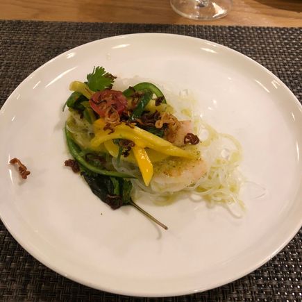Vietnamese prawn salad with green mango, lemongrass, cucumber, mint & glass noodles