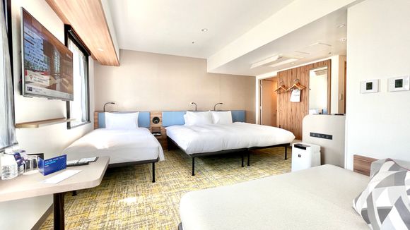 One king bed and one single bed configuration