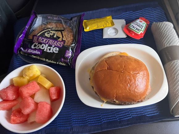 Burger was overcooked making the bread taste like cardboard.  Cookie was rock hard.  