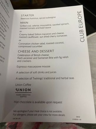 Menu. Nothing jumped out 