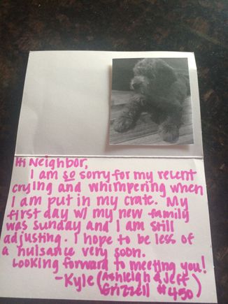 This is the note I received from “him” when he burst on the scene. Cutest thing ever! :)
