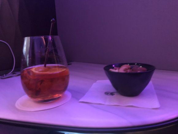 Old Fashioned and nuts, and as I side note I’m so glad they’ve switched to a proper bourbon (woodford) over JD
