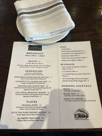 Breakfast menu