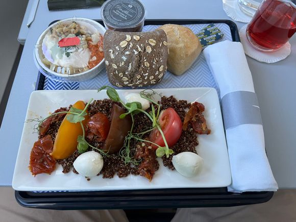 LGW-PMI, 26 August 2022, 18:10 departure
Band 2

Tomato, Mozzarella Quinoa Salad

Same as what was on offer back in June from LGW
No menus loaded, alternative was a Ploughman’s
Tasted ok, albeit as bland as I remember it from the last time I got it
