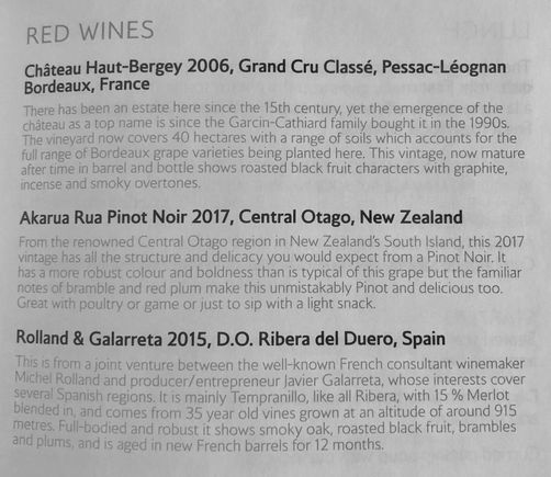 The lunch menu on this flight to Mumbai included some Indian choices and I went for the lamb rogan josh. I might have chosen a beer to go with it but thought that a red wine could work. 
