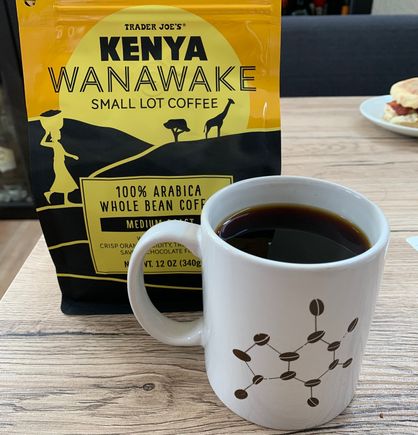 New Kenyan coffee at Trader Joe’s. Is on the lighter side for roast and is quite tasty. 