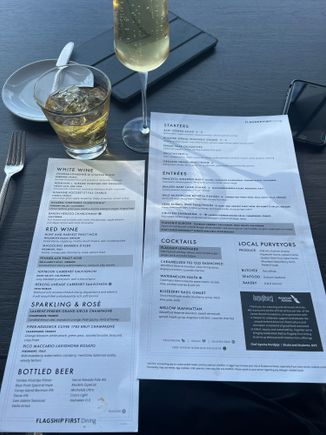 Lunch / dinner menu. No liquor list. Had a quick glass of JW Blue before walking to the gate.
