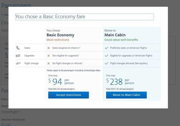 Basic Economy versus Main Cabin.  Insulting.