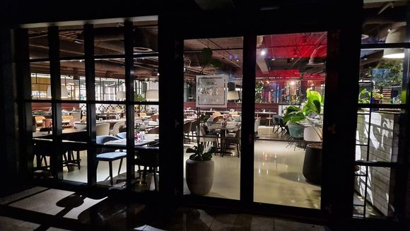 Outside view of the restaurant, with seasonal outside seating.
