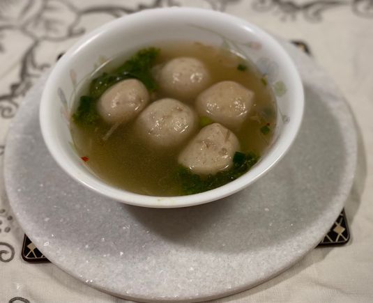Fishballs soup , Newton Circus hawker centre 