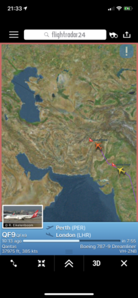 QF9 the direct Perth to LHR flight was doing 385kt at cruising altitude around the India/Pakistan border yesterday, isn’t that positively crawling along? 
