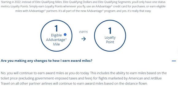 AAdvantage Mileage earning is not changing. You get 1 Loyalty pt per AAdvantage mile earned from flying.