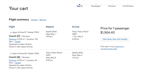 JL coded Alaska flights