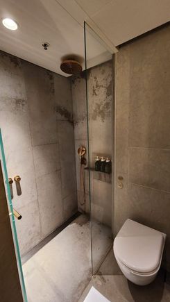 Shower stall water pressure is fantastic -- that hasn't changed from pre-COVID days. What also hasn't changed: poor ventilation in the shower rooms... you still emerge sweating after a hot shower    :(